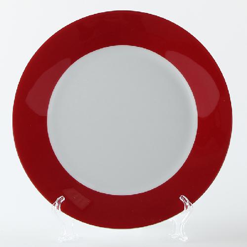 10 inch Ceramic Sublimation Plate Red Rim