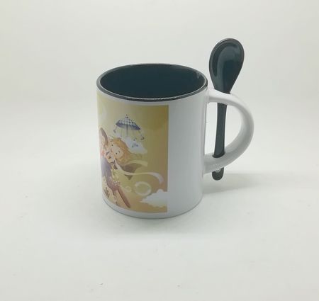 Sublimation Mug with Spoon Black