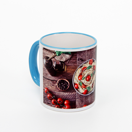 11 oz rim & handle blue sublimation mug