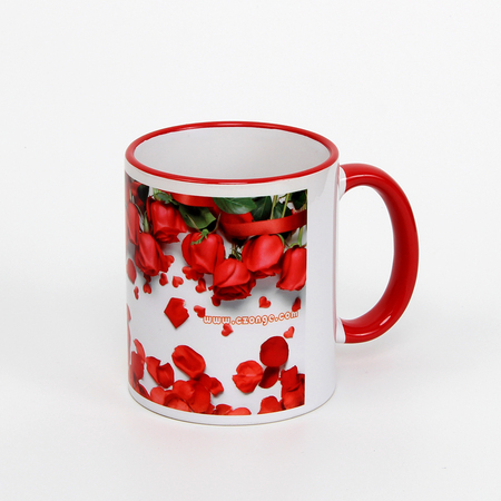 11 oz rim & handle red sublimation mug