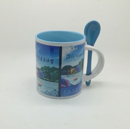 Sublimation Mug with Spoon Light Blue