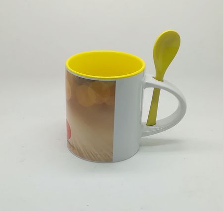 Sublimation Mug with Spoon Yellow