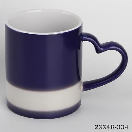 Heart Handle Magic Sublimation Mug Color Changing Mug Blue