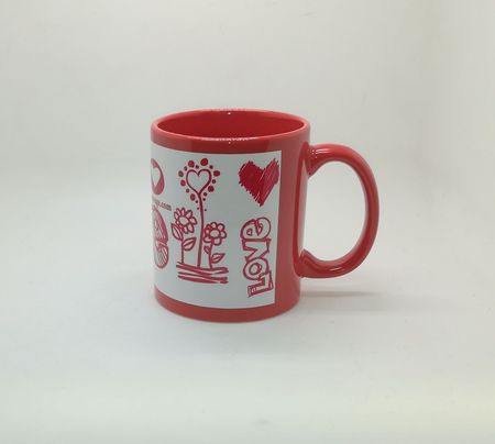 Full Color White Patch Sublimation Mug Red