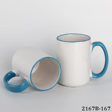 15oz Rim&Handle Color Sublimation Mug Blue