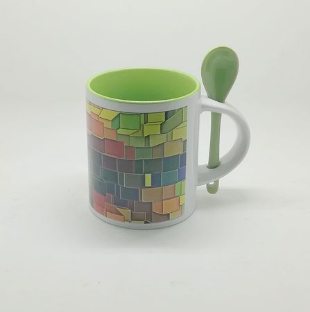 Sublimation Mug with Spoon Green