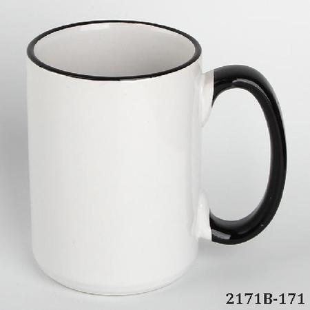 15oz Rim&Handle Color Sublimation Mug Black